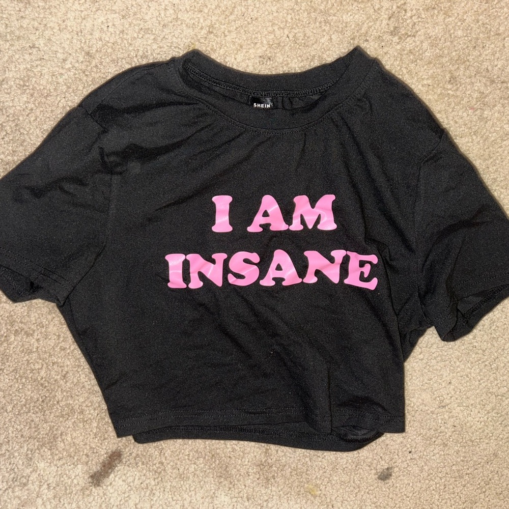 Black Cropped Trendy Funny Shirt